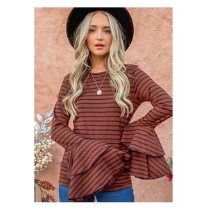 Chocolate Bell Sleeve Blouse